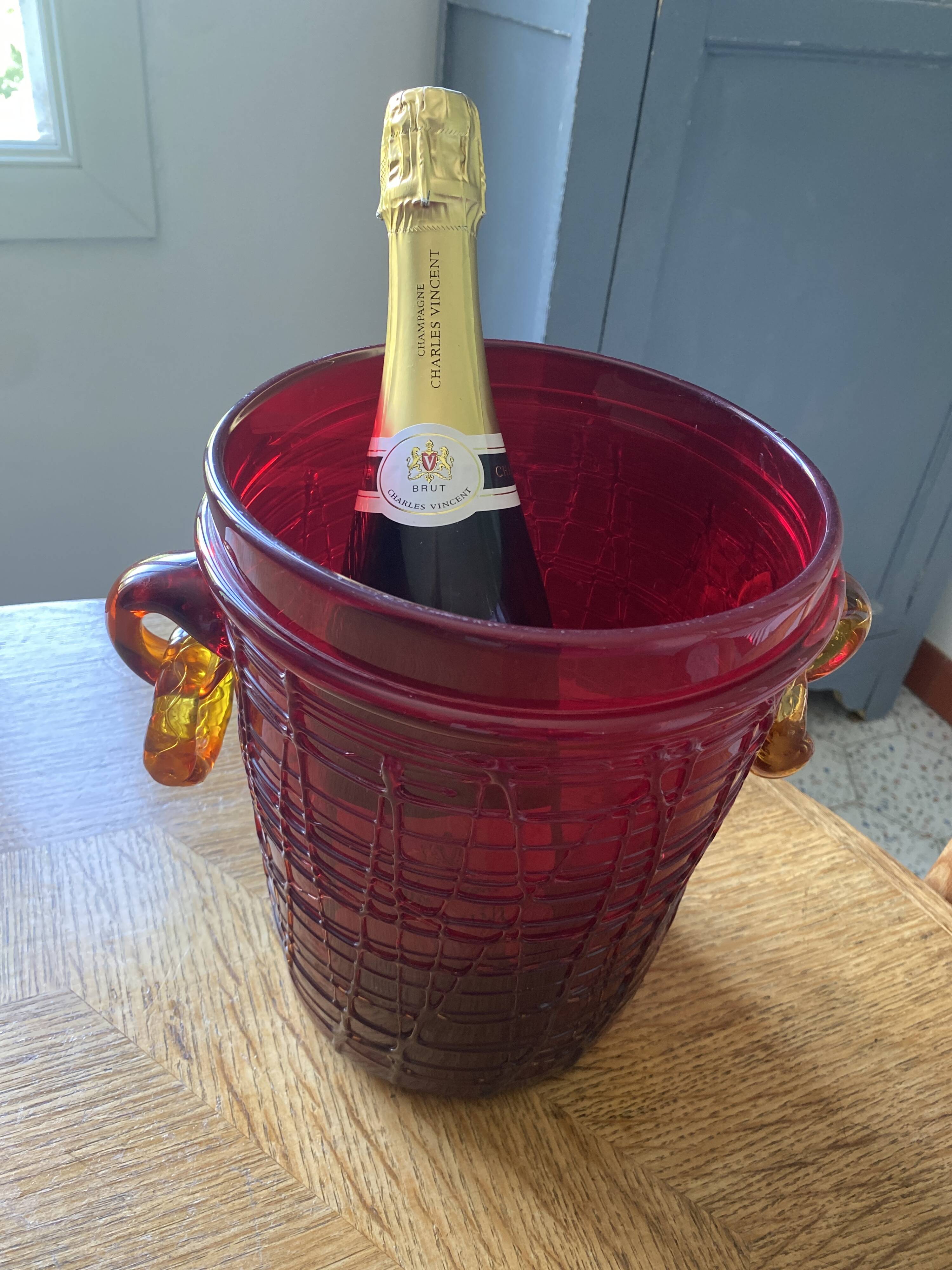 Champagne bucket in glass