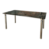 Glass and brass coffee table