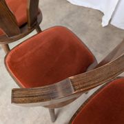 Vintage Tyrolean Dining Chairs: Set of 4, Red Fabric Seat, 1970s