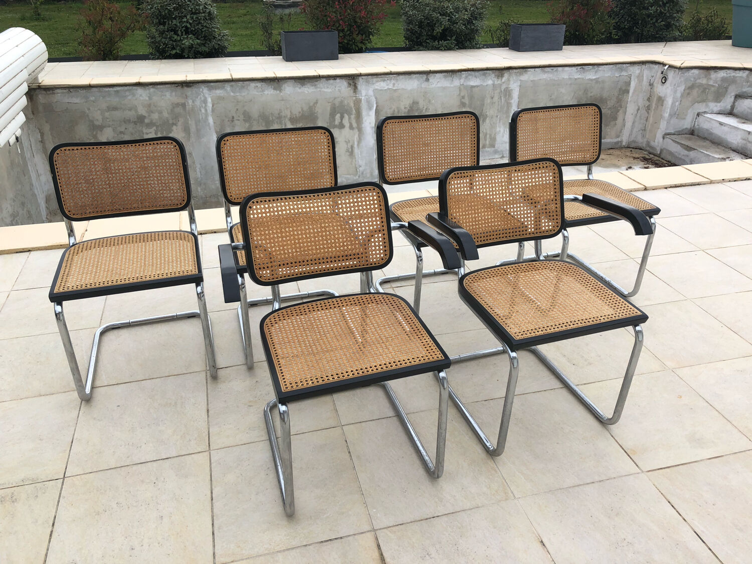 Suite of 6 chairs and armchairs Marcel Breuer B32 B64