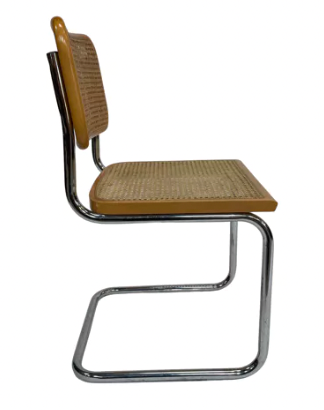 Lot de 4 chaises Cesca modèle b32 en chrome fabriqué en italie par Marcel Breuer