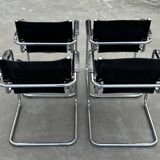 Set of 4 design cantilever chairs black and chrome design made in Italy