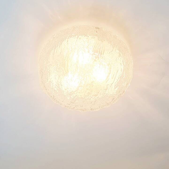 Large Mid-Century Murano Ice Glass Flush Mount from Kaiser, 1960s