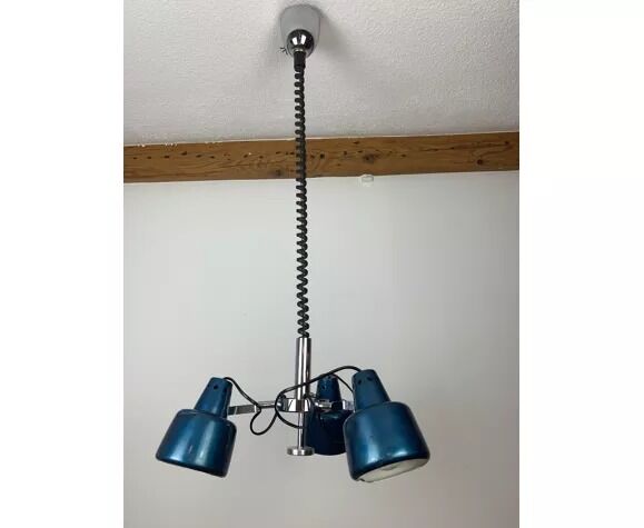 Rolly chandelier 3 blue adjustable spots, 70s