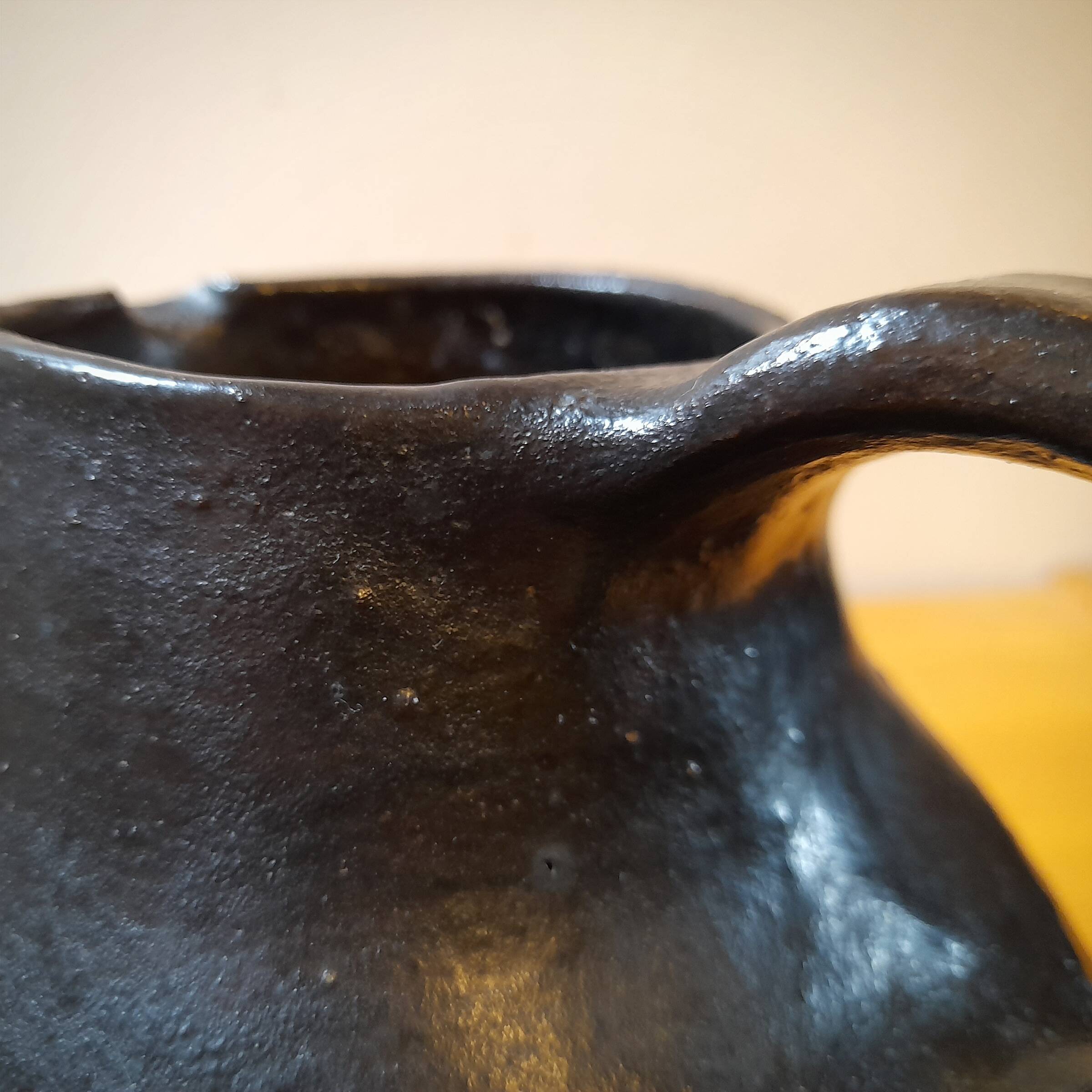 Yves Mohy, pyrite stoneware pitcher, La Borne, France, 1950s