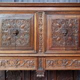 Renaissance oak carved buffet cabinet