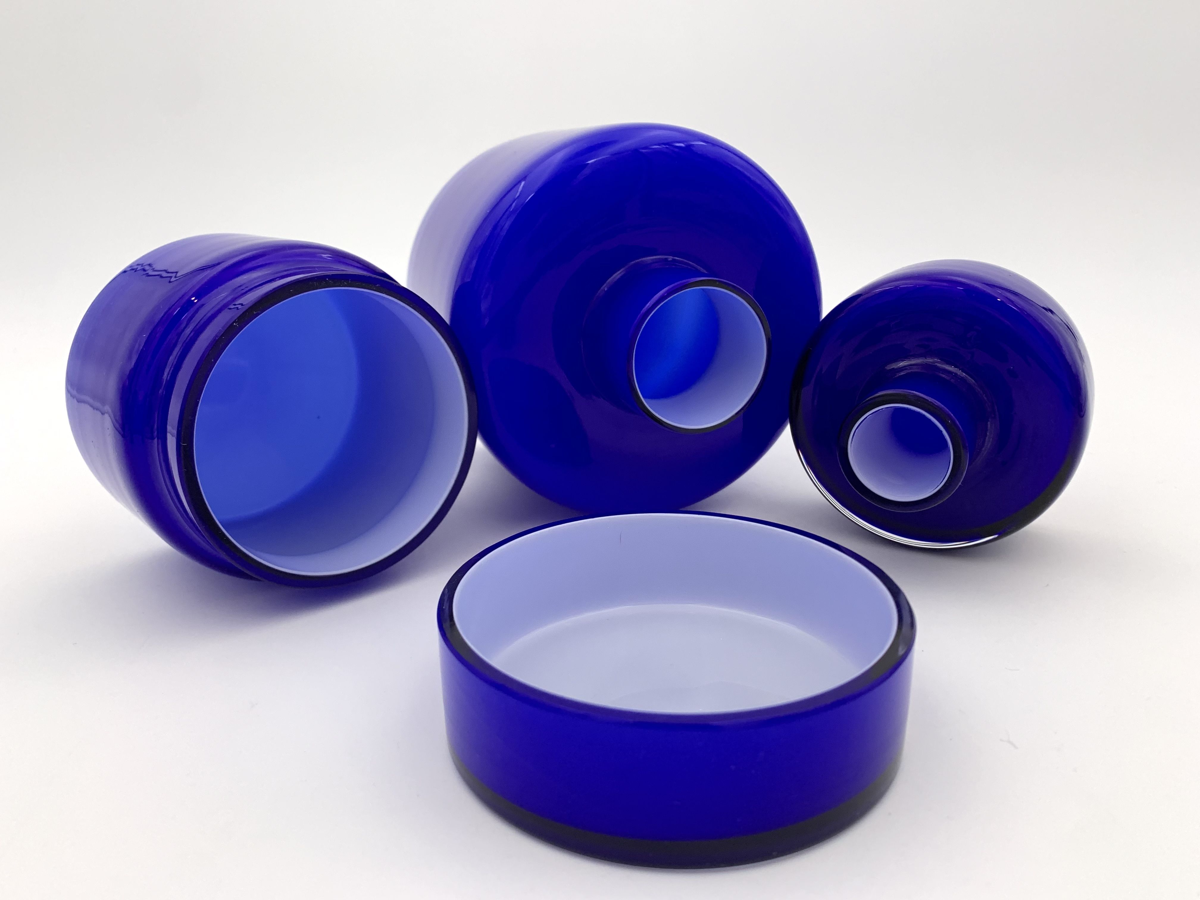 Set of glass bottles, toilet pad, Klein blue - 20th century