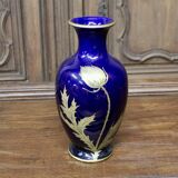 Vase with thistle by Gustave Asch, Tours blue, Sainte Radegonde