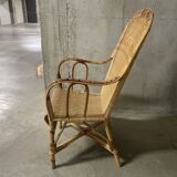 Rattan and wicker armchair from the 1970s.