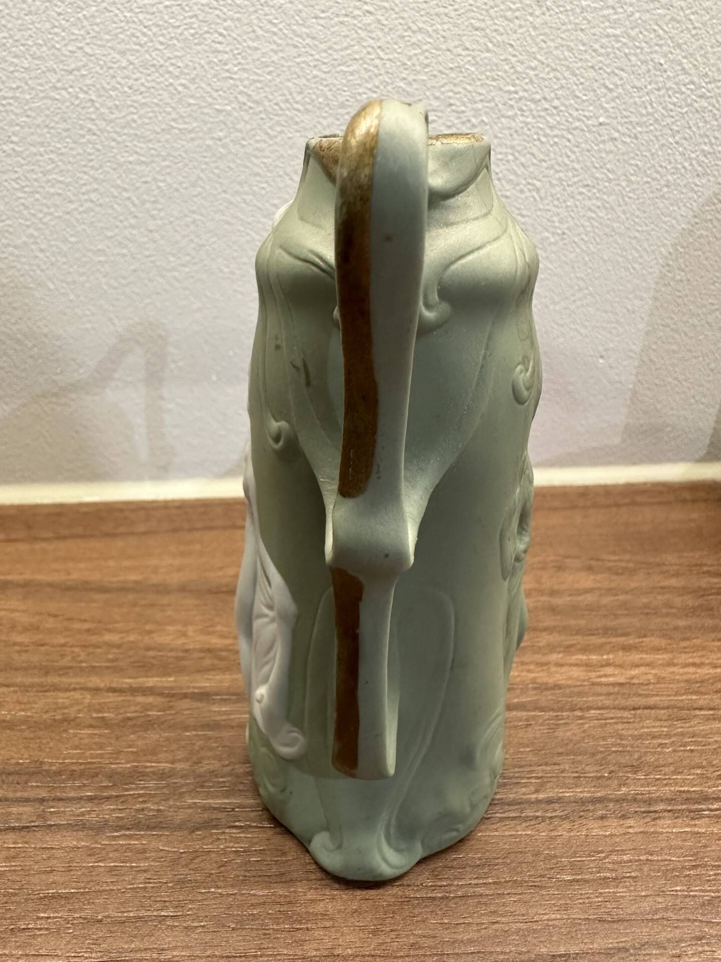 Small green Wedgwood vase art nouveau decor