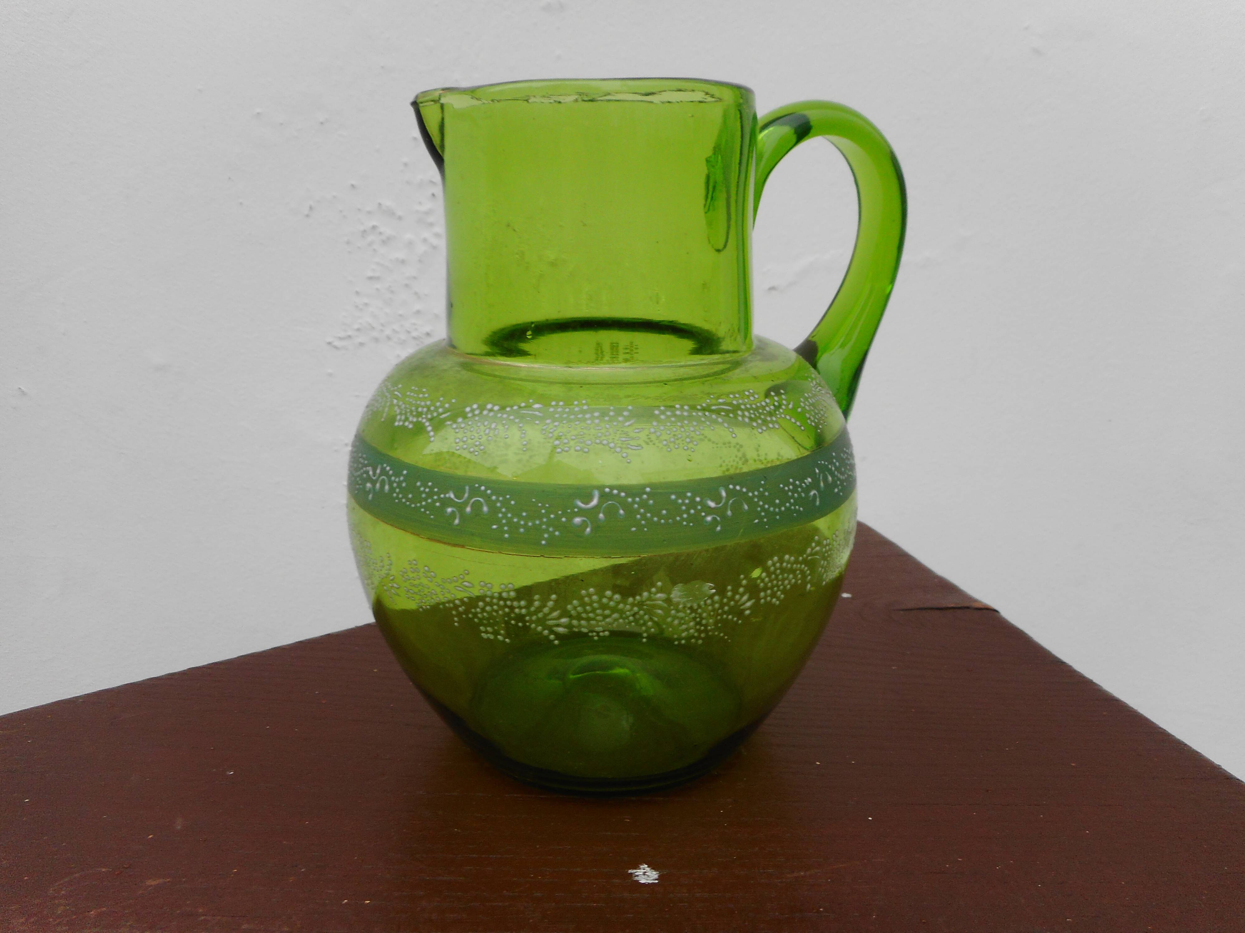 Green glass pitcher