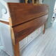 Headboard made with two art nouveau doors in walnut, waxed finish,