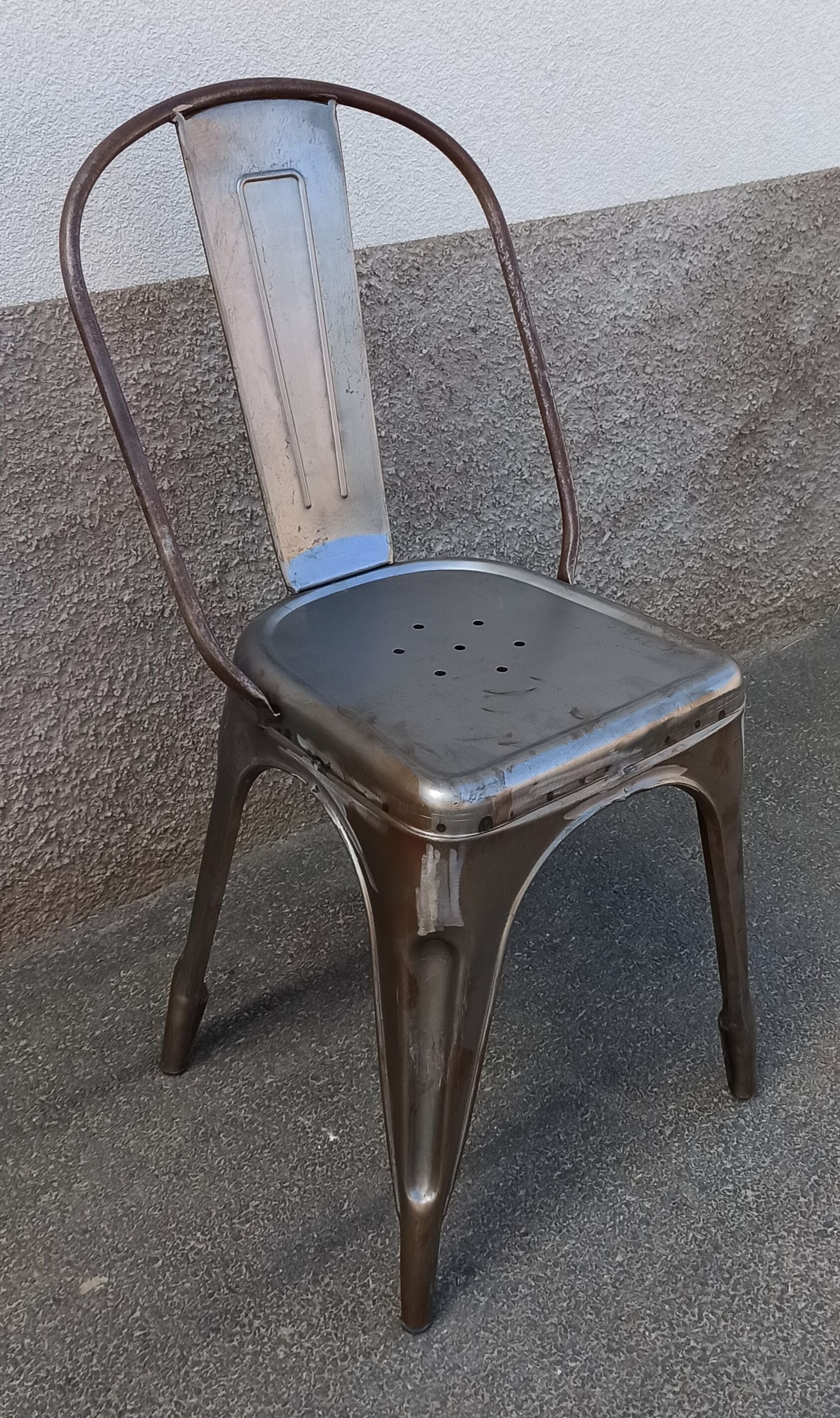 Paire de chaises en métal gris