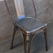 Pair of grey metal chairs
