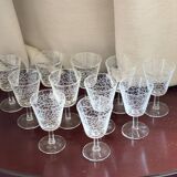 11 decorated wine glasses - Vintage - Made in France