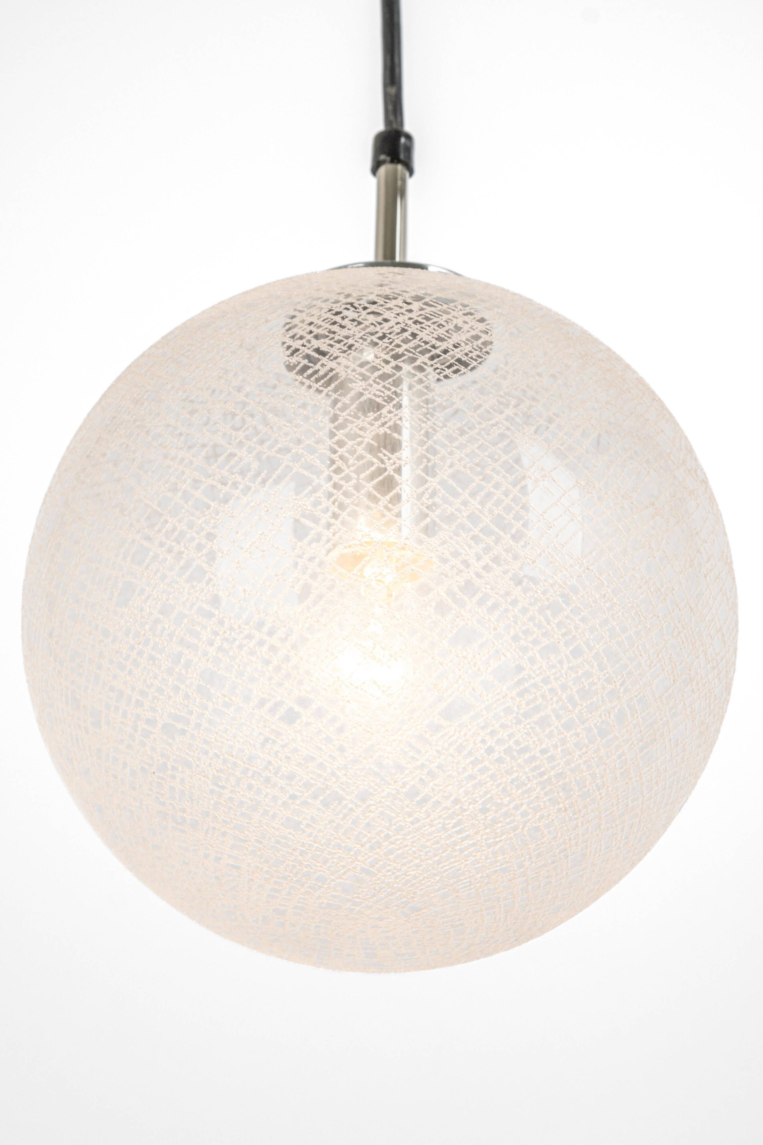 Small chrome Limburg pendant light with glass ball, Germany, 1970s.
