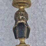 Pair of candlesticks old decor medallion a l antique signed F.Barbedienne