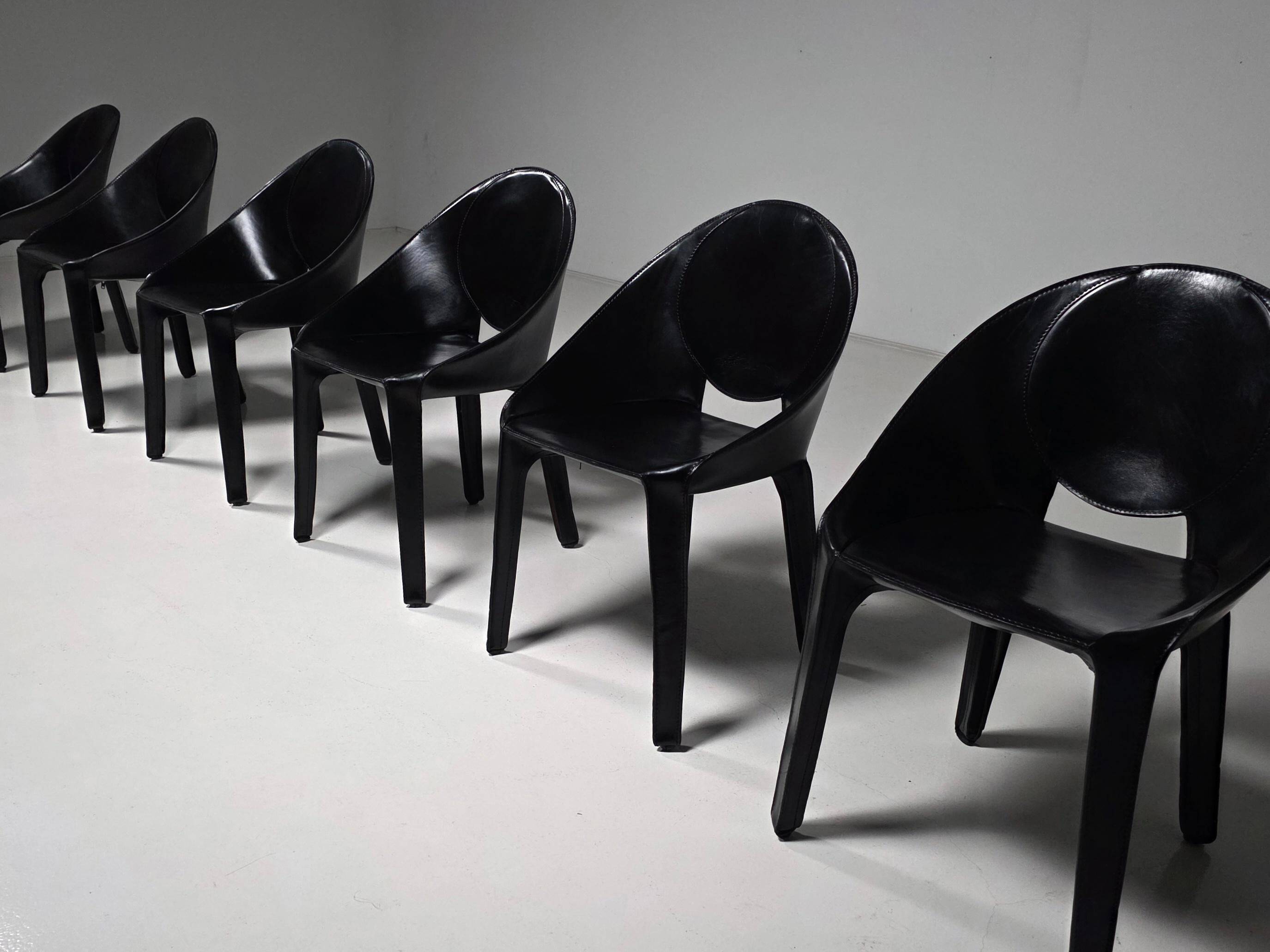 Set of six "Lira" dining chairs by Mario Bellini for Cassina, Italy, 1980s.