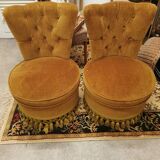 Pair of vintage ocher toad armchairs
