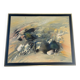Abstract Lyrical Tableau Oil on Canvas Black and Gold Frame 1960s