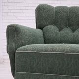 1960s, Danish 3-seater sofa, green furniture wool, oak wood.