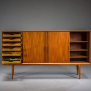 Model 19 teak highboard by Gunni Omann for Omann Jun, Denmark, 1960s