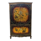 Cabinet chinois vintage avec feuille d'or, fleurs et oiseaux (cabinet de bar)