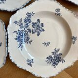 Deep ironstone plates, Saxony pattern