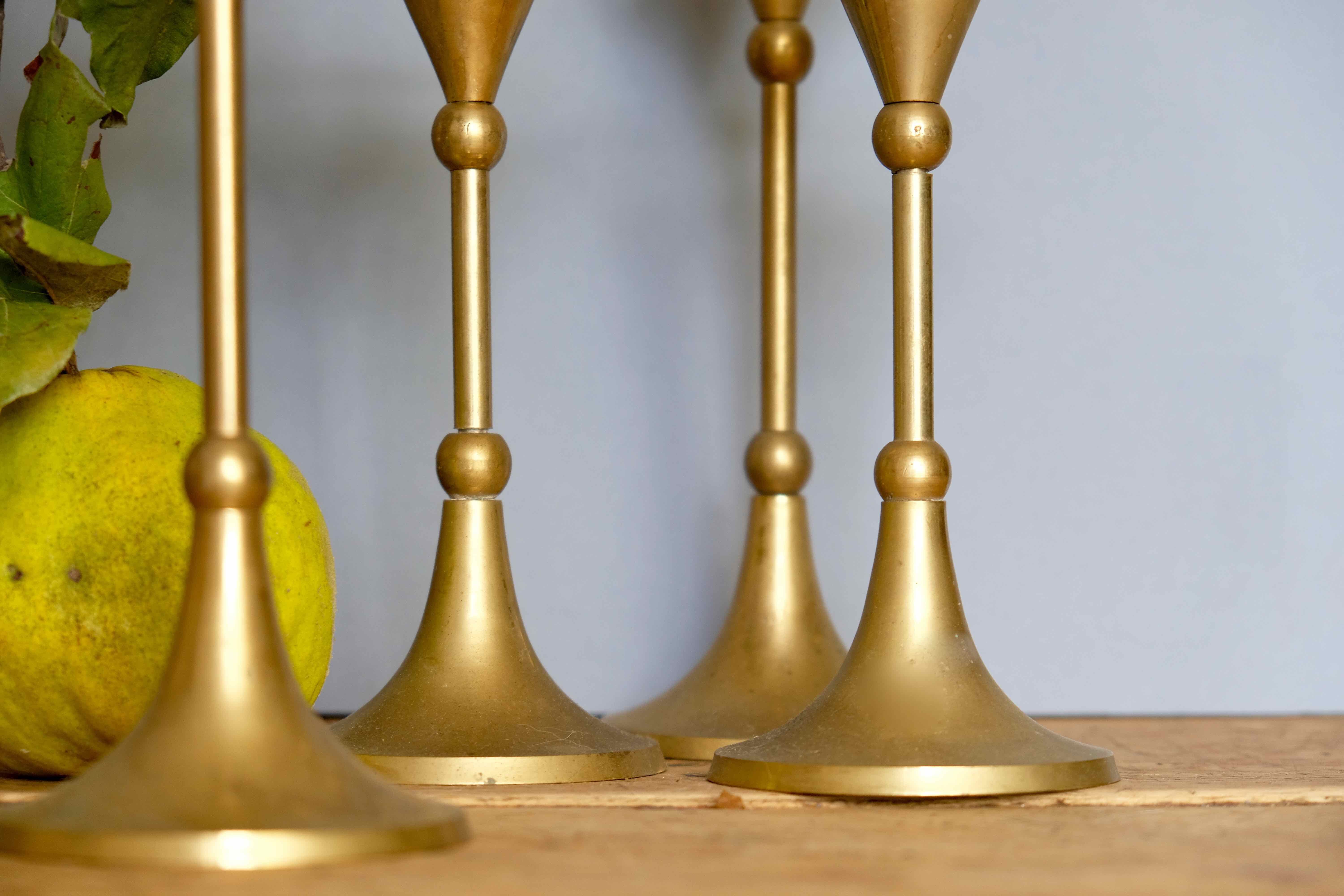 Set of 4 massive brass candlestick vintage