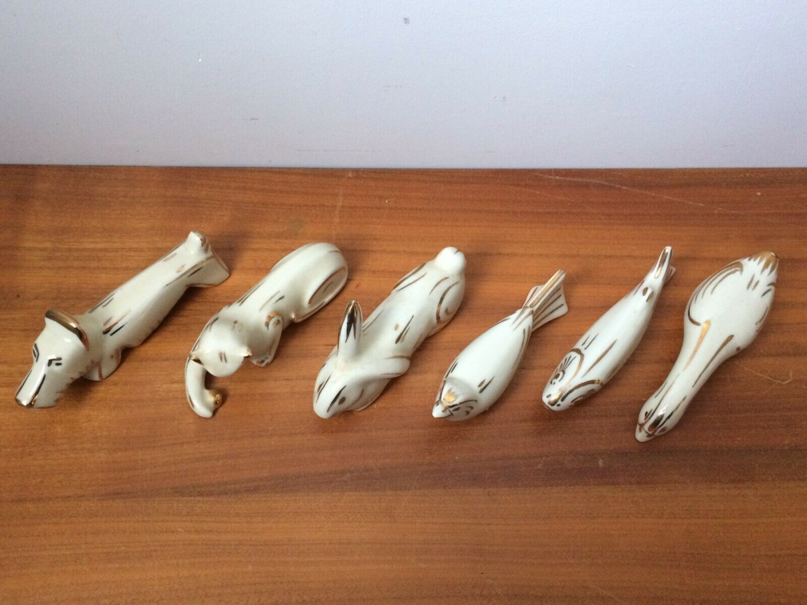 Lot de 6 porte couteaux animaliers en porcelaine de Limoges