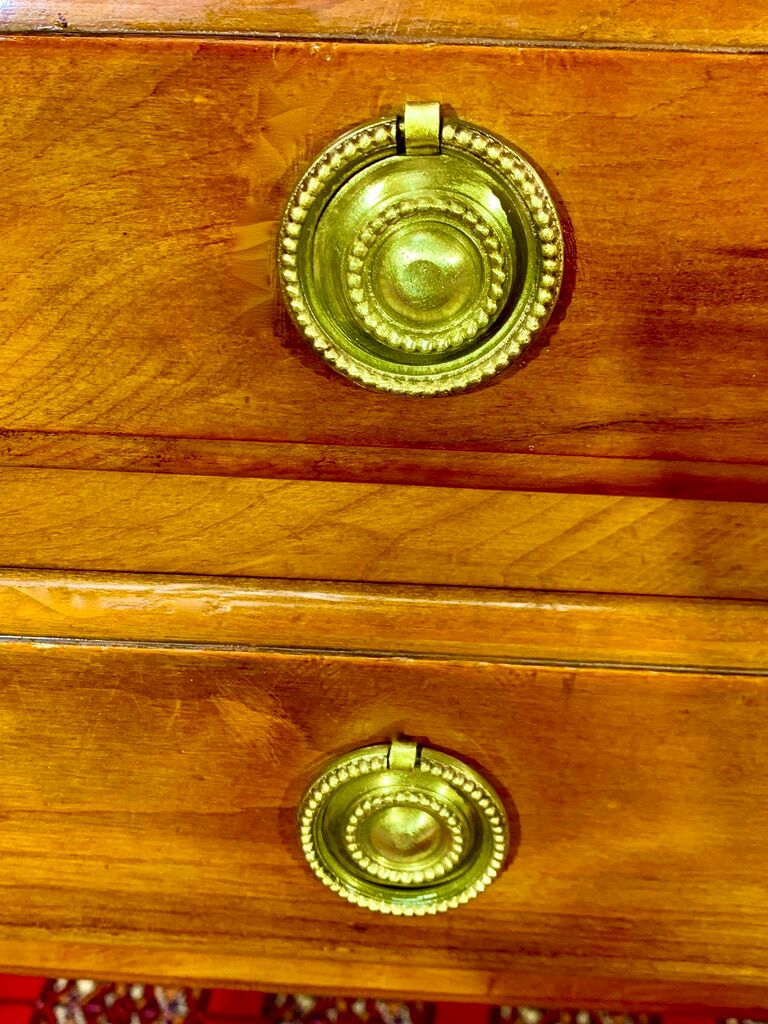 Louis XVI desk in cherry wood and gilded bronzes