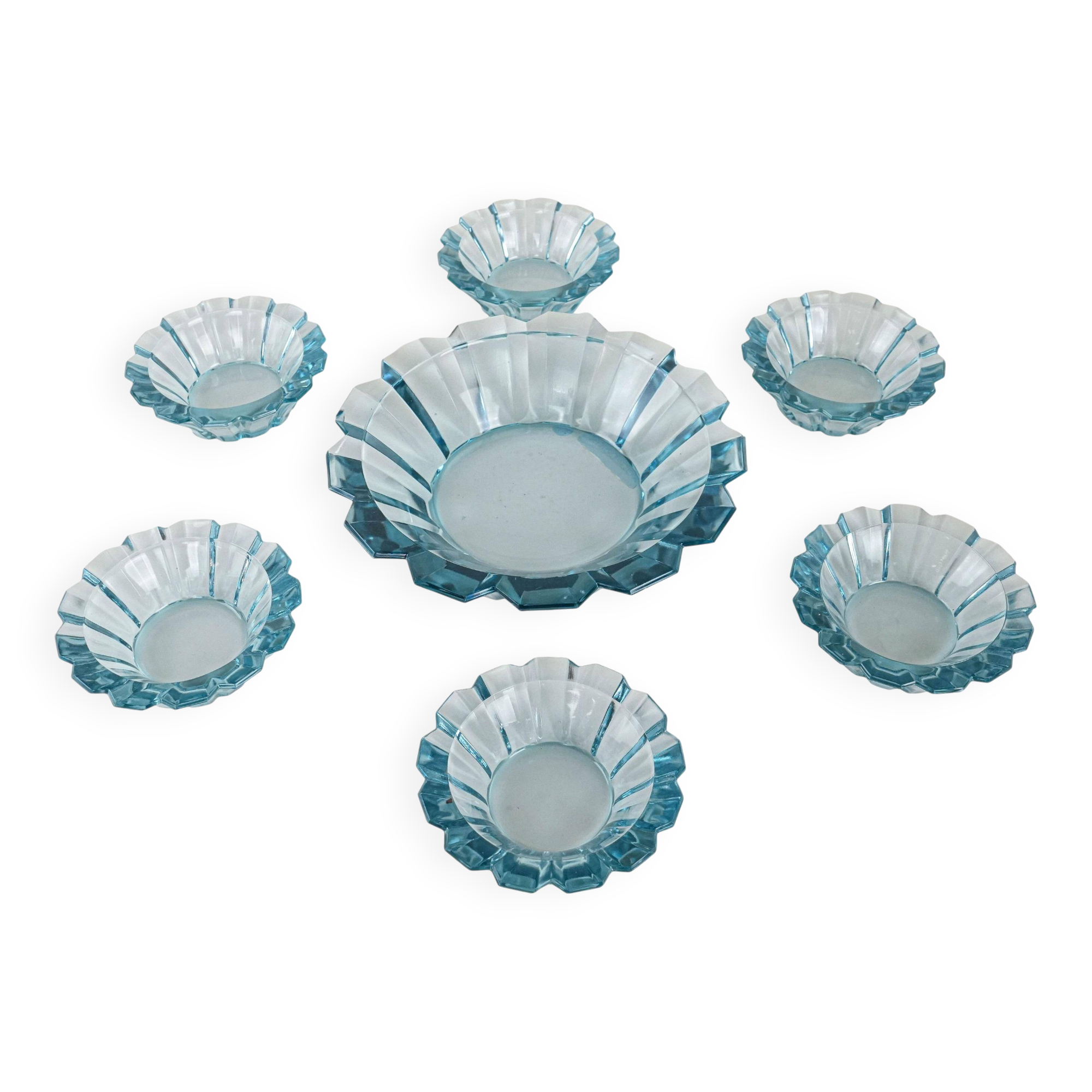 Set of glass bowls, Italian design, 1970s, made in Italy