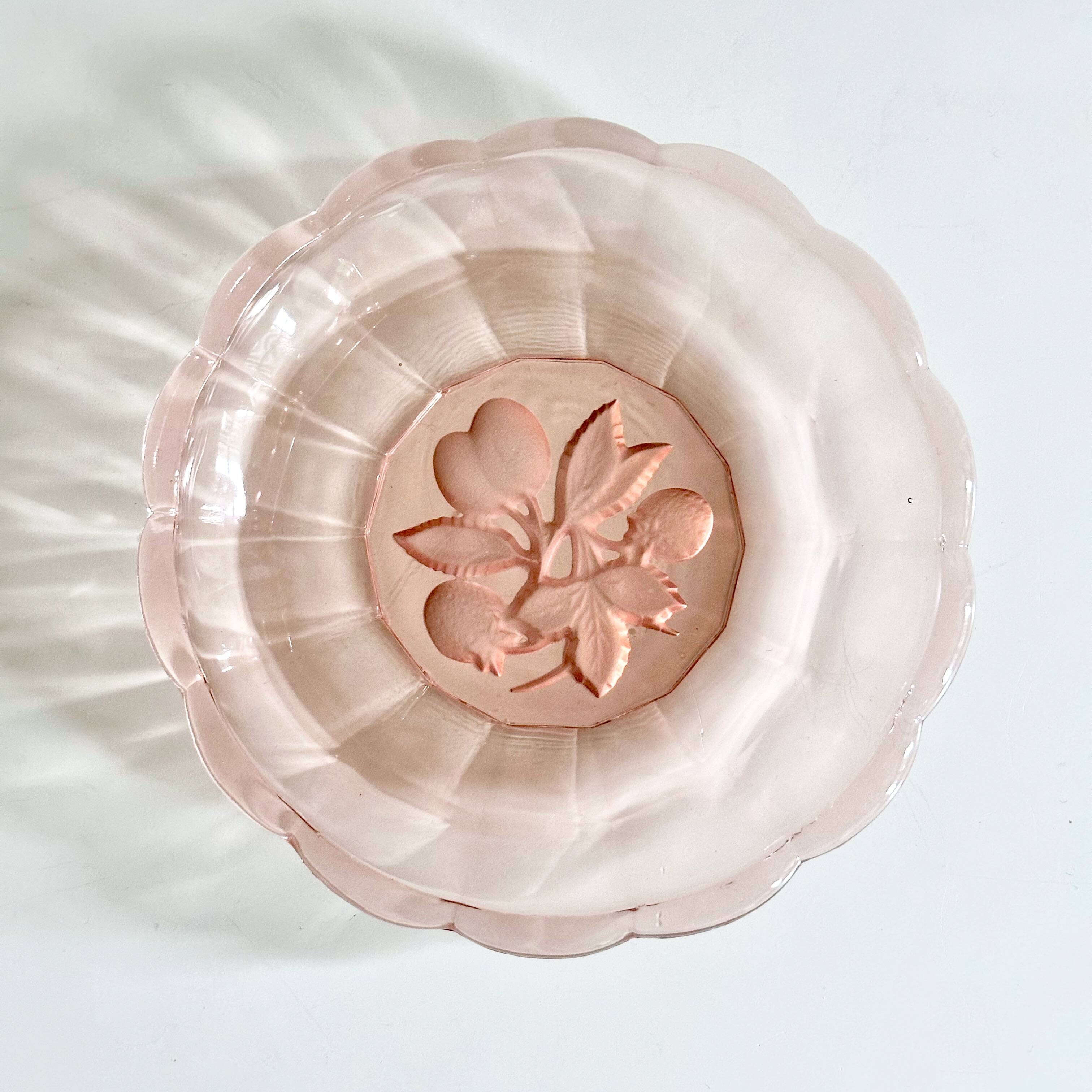 Vintage Pink Depression Glass Set – Bowl & 6 Dessert Dishes