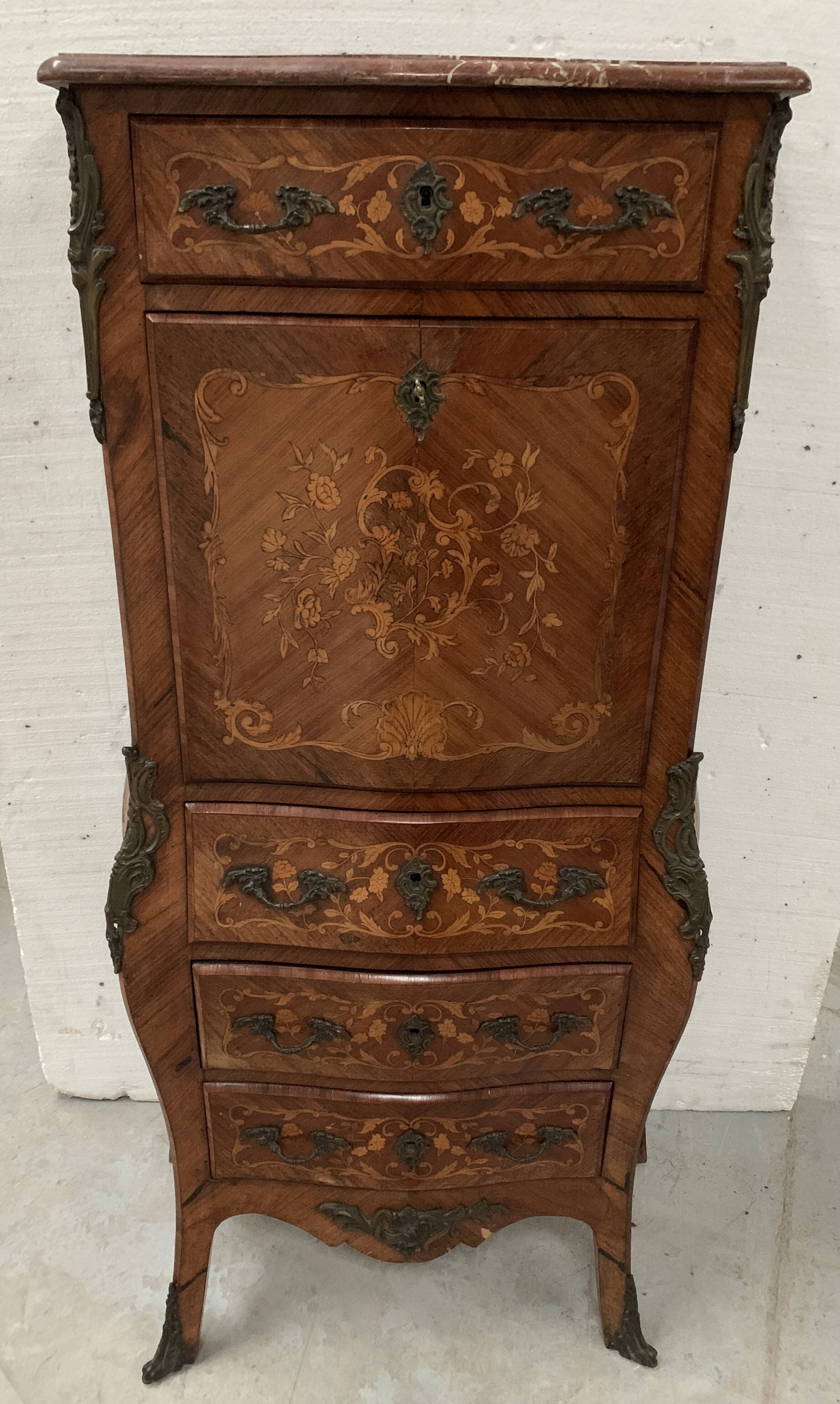 Louis XV style lady's secretary in light wood marquetry, 20th century.