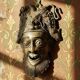 Vintage bronze African mask Bamoun, Cameroon