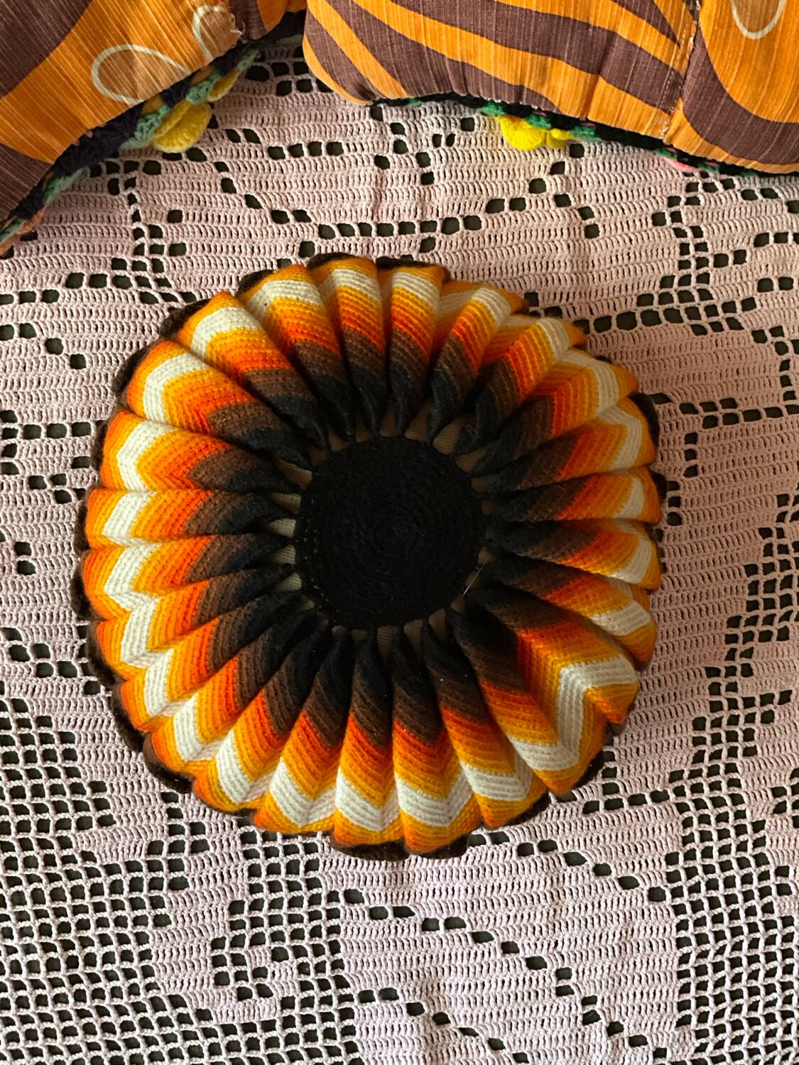 Vintage knitted cushion