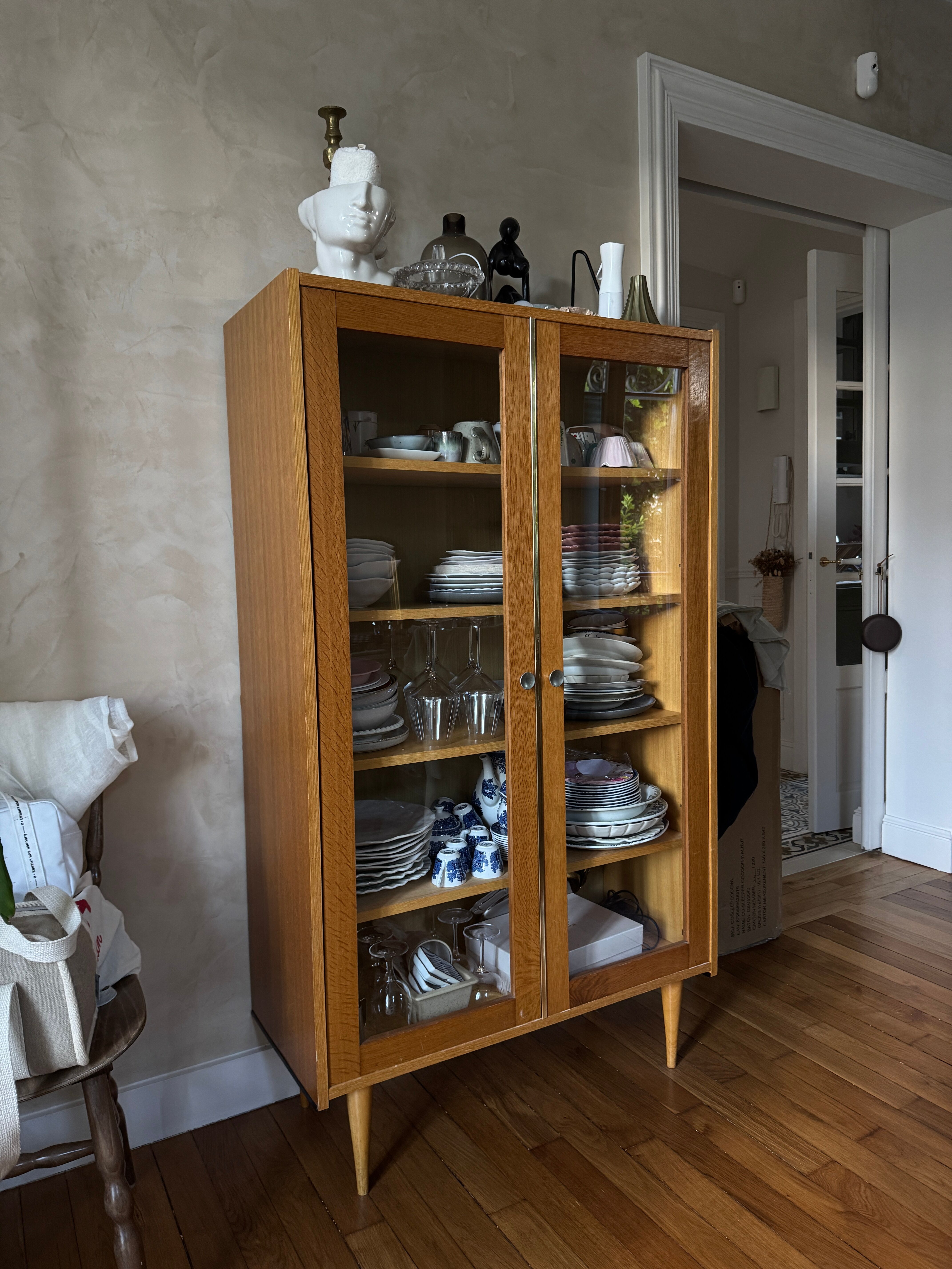 Scandinavian glass display cabinet