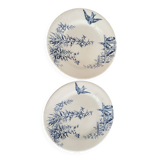 Lot de 2 assiettes en terre de fer Gien modèle Chardonnerets