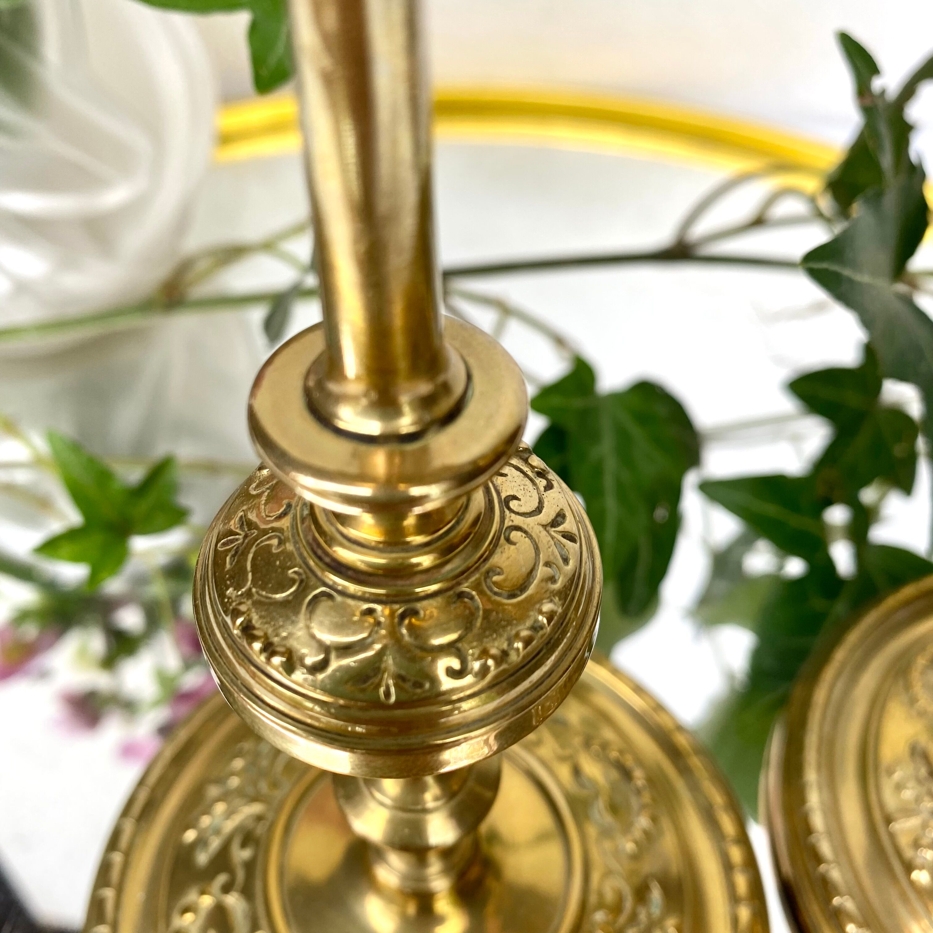 Golden brass candle holders