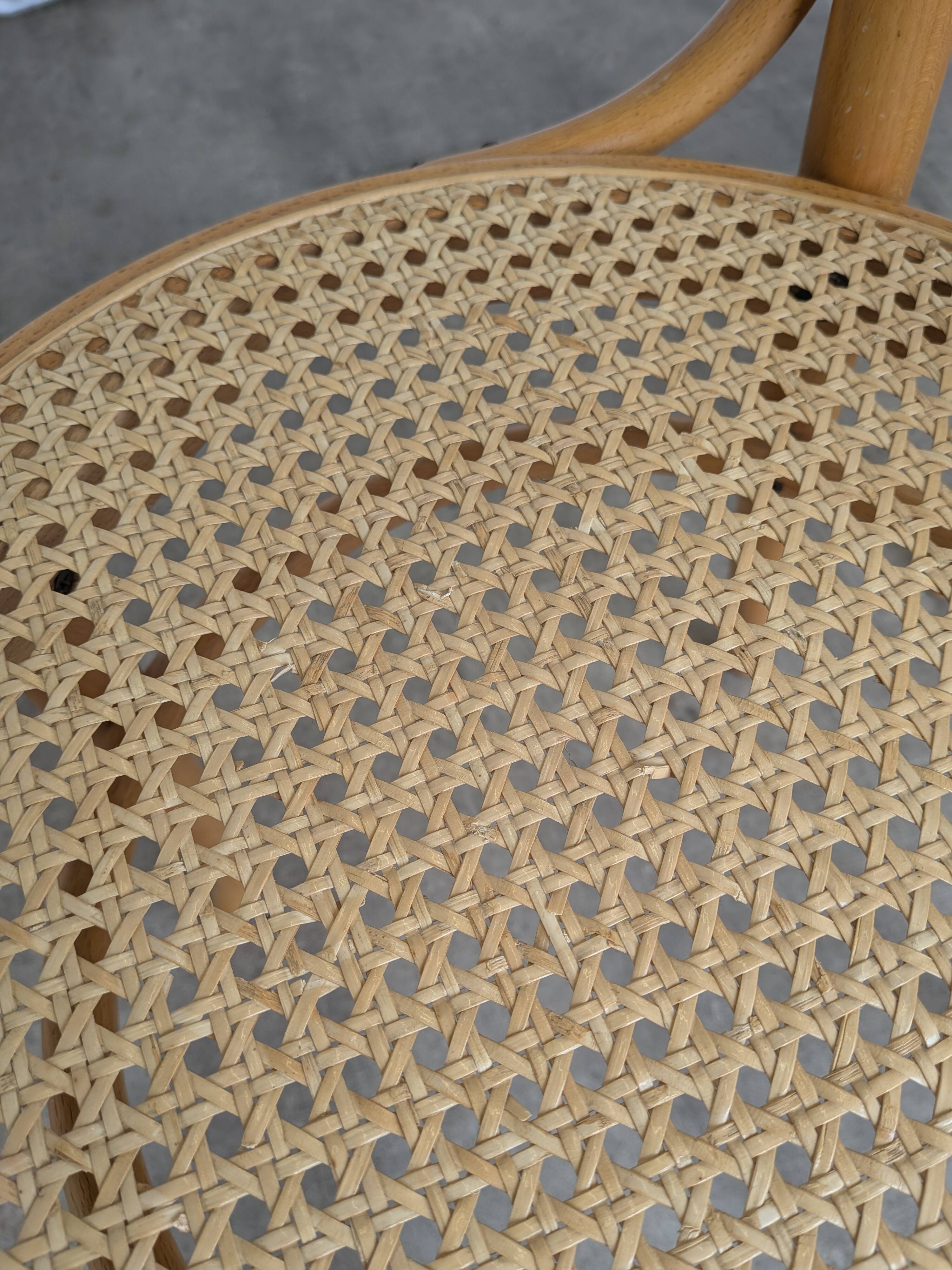 Set of 2 Thonet Style Bentwood Chairs with Cane Seat / Mid-Century Dining F