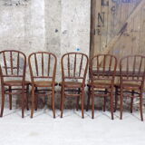 Suite 5 chairs of curved wooden Fischel bistro