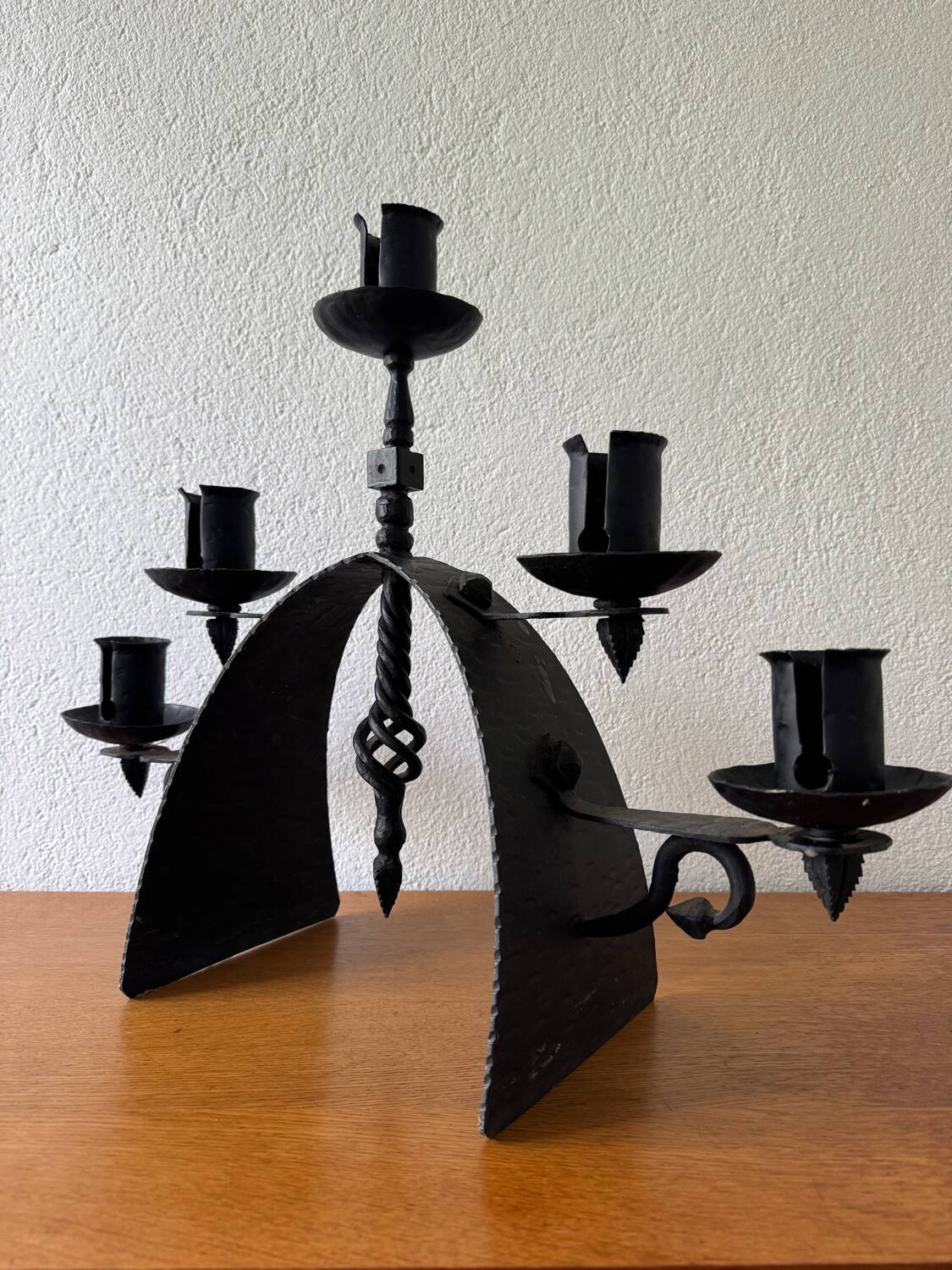 Brutalist wrought iron chandelier from the 60s