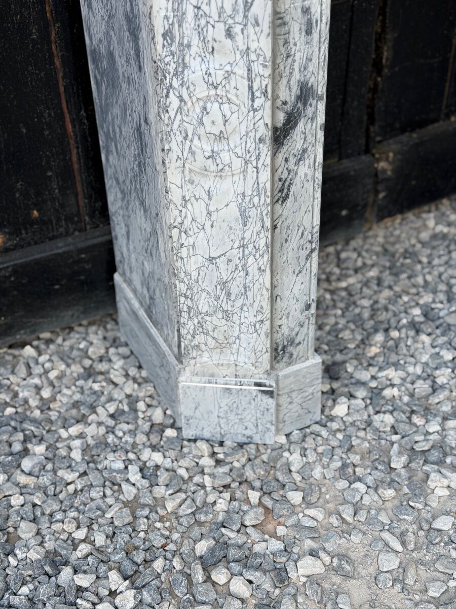 Pompadour model fireplace in blue Turquin marble from around 1880, one pair available.