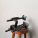 brutalist design candle holder wrought iron handcrafted ironwork art