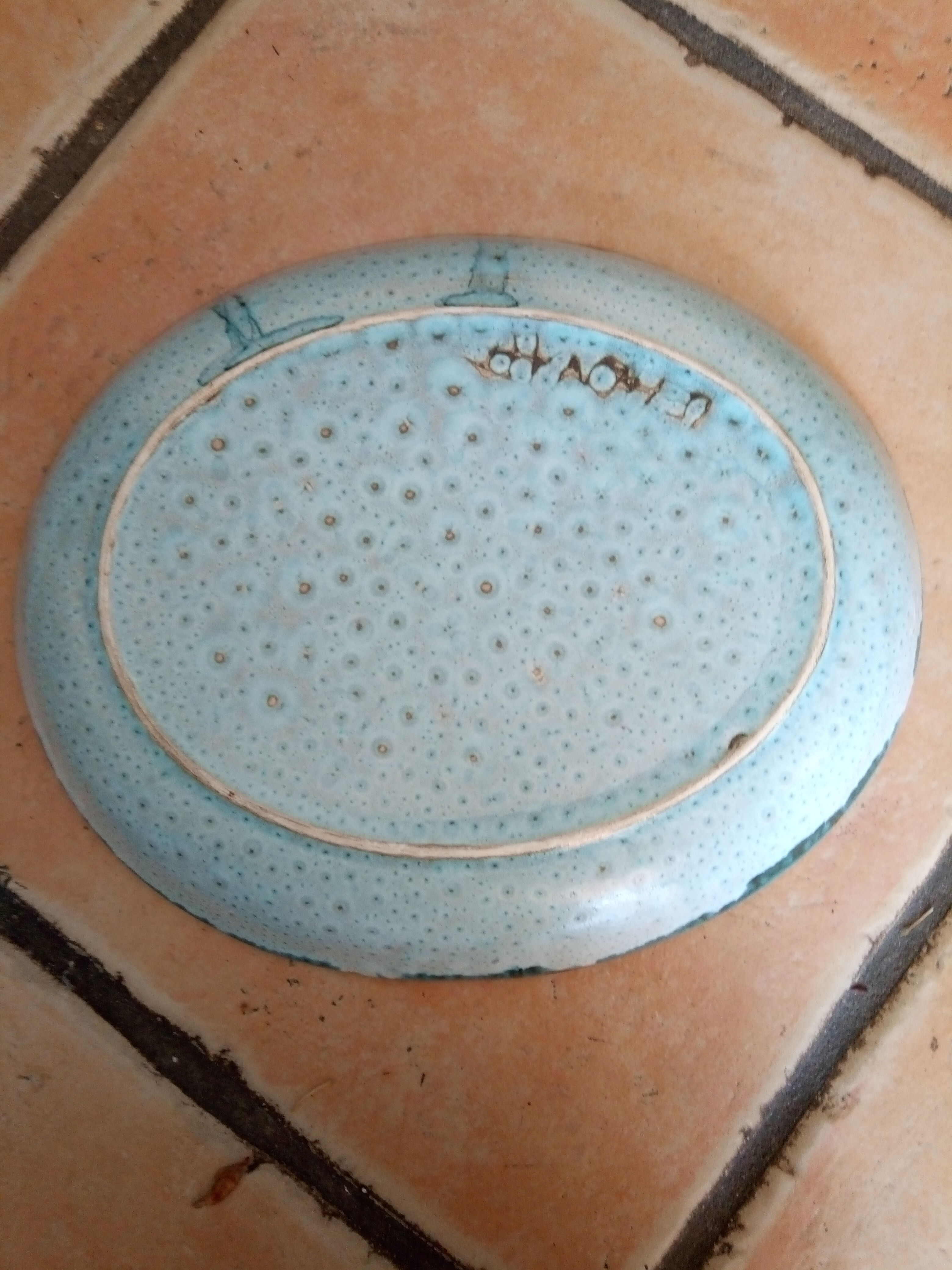 Dish from the 70s enamelled ceramic