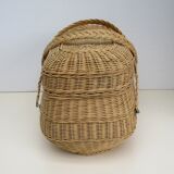 Panier en rotin à couvercle et 2 anses