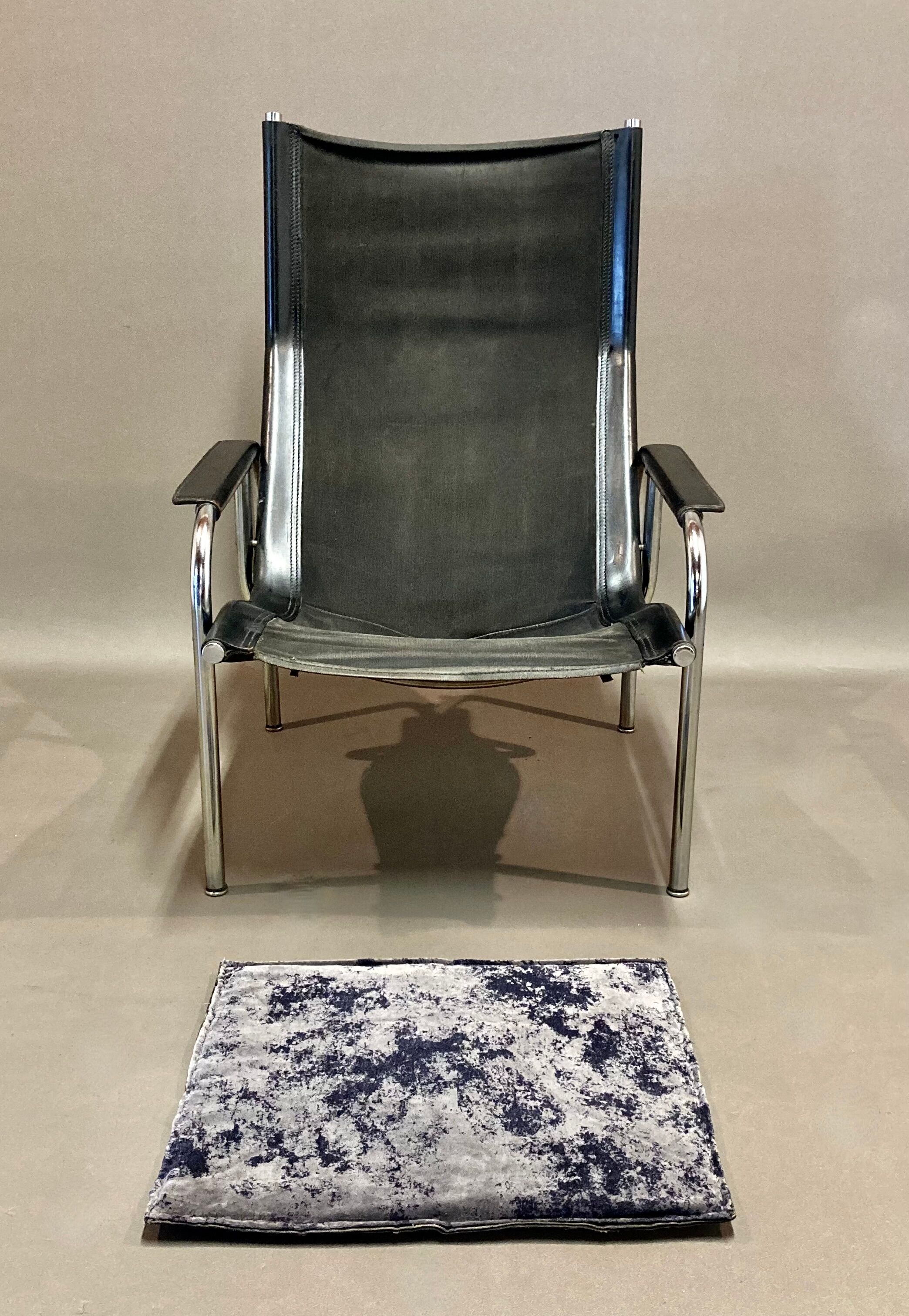 Relax armchair reclining black leather design 1960