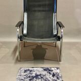 Relax armchair reclining black leather design 1960