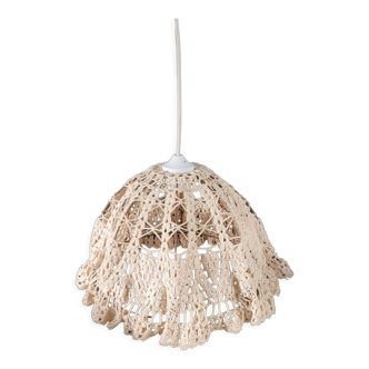 Vintage beige crochet pendant light