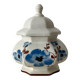 Antique sugar bowl in hand-painted earthenware – Blue floral decoration – Shape
